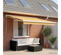 vidaXL Tenda retrattile Sabbia 350 x 250 cm Tela e Alluminio, Tenda da sole moderna per giardino e terrazza, copertura manuale resistente alle intemperie, ombra esterna