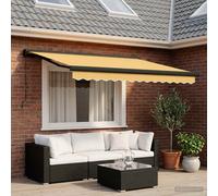 vidaXL Parasole pieghevole Sabbia 400 × 300 cm Tessuto e metallo, regolabile, moderno parasole per giardino e terrazza, rettangolare, resistente alle intemperie, protezione UV