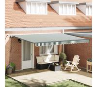 vidaXL Tenda retrattile Verde e Bianco 450 × 350 cm Poliestere