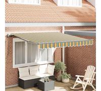 vidaXL Tenda Retrattile Verde e giallo 350 x 250 cm