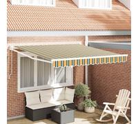 vidaXL Tenda Retrattile Verde e giallo 350 x 250 cm Tessuto