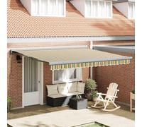 vidaXL Tenda Retrattile Verde e giallo 400 × 300 cm Tessuto, Metallo