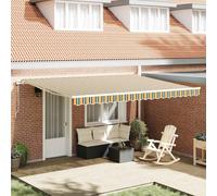vidaXL Tenda Retrattile Verde, Giallo 450 × 350 cm Tessuto, Metallo