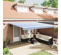 vidaXL Tenda Retrattile with Blu e bianco 5 x 3 m Tessuto e metallo