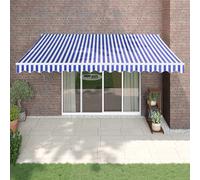 vidaXL Tenda Sole Automatica Retrattile Blu e Bianca 4,5x3 m