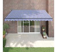 VidaXL Tenda Sole Automatica Retrattile Blu e Bianca 4,5x3 m