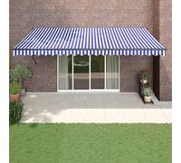 vidaXL Tenda Sole Automatica Retrattile Blu e Bianca 5x3 m
