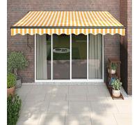 VidaXL Tenda Sole Automatica Retrattile Gialla e Bianca 3x2,5 m