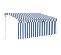VIDAXL - Tenda Sole Retrattile Automatica con Parasole 3x2,5m Blu Bianco