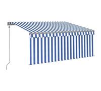 vidaXL Tenda Sole Retrattile Automatica Parasole 3,5x2,5m Blu Bianco
