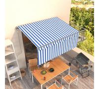 vidaXL Tenda Sole Retrattile Automatica Parasole 3,5x2,5m Blu Bianco