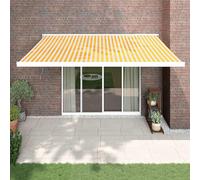 vidaXL Tenda Sole Retrattile Gialla e Bianca 4x3 m Tessuto e Alluminio
