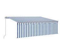 VIDAXL - Tenda Sole Retrattile Manuale con LED 4x3m Blu e Bianco