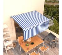 vidaXL Tenda Sole Retrattile Manuale con Parasole 3,5x2,5 m Blu Bianco