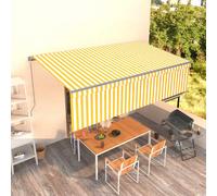 vidaXL Tenda Sole Retrattile Manuale con Parasole 5x3m Gialla Bianca