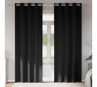 vidaXL Tende Blackout con Anelli 2 pz Nero 260 x 140 cm Poliestere
