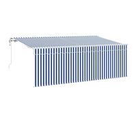 vidaXL Tende da Sole motorizzate retrattili 400 x 200 cm Blu e Bianco in Poliestere Resistente ai Raggi UV. Ha Una Finitura Opaca e Una Struttura in Metallo. La schermatura è striata e Si Monta facil