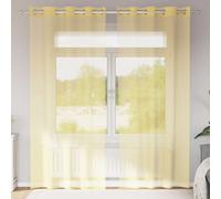 vidaXL Tende in Voile con Occhielli 2 pz Giallo, Tenda a Rete, Tenda Trasparente, Voile per Finestra, Trattamento Finestra, Tenda Pura Voile