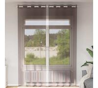 vidaXL Tende in Voile con Occhielli 2 pz Marrone 140x260 cm, Tenda a Rete, Tenda Trasparente, Voile per Finestra, Trattamento Finestra