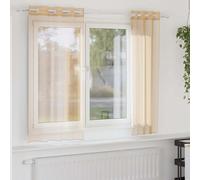 vidaXL Tende in Voile con Occhielli 2 pz Sabbia, Tenda a Rete, Tenda Trasparente, Voile per Finestra, Trattamento Finestra, Tenda Pura Voile
