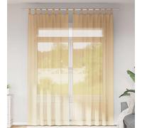 vidaXL Tende in Voile con Passanti 2 pz Sabbia 140x260 cm, Tenda a Rete, Tenda Trasparente, Voile per Finestra, Trattamento Finestra, Tenda Pura Voile