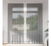 vidaXL Tende in Voile con Tasche per Aste 2 pz Grigio Scuro