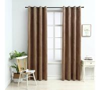 vidaXL Tende Oscuranti con Anelli 2 pz Beige in Velluto 140x245 cm