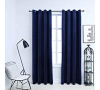 vidaXL Tende Oscuranti con Anelli 2 pz Blu Scuro in Velluto 140x225 cm