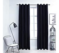 vidaXL Tende Oscuranti con Anelli 2 pz Nere in Velluto 140x225 cm