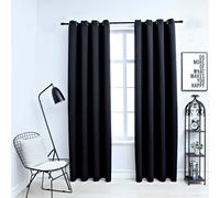 vidaXL Tende oscuranti con anelli 2 pz Nero 137x213 cm Tessuto