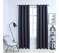 vidaXL Tende Oscuranti con Anelli in Metallo 2 pz Antracite 140x225 cm