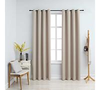 vidaXL Tende Oscuranti con Anelli in Metallo 2 pz Beige 140x225 cm