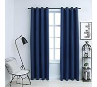 vidaXL Tende Oscuranti con Anelli in Metallo 2 pz Blu 140x175 cm