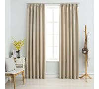 vidaXL Tende Oscuranti con Ganci 2 pz Beige 140x175 cm