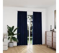 vidaXL Tende Oscuranti con Ganci 2 pz Blu Scuro in Velluto 140x225 cm