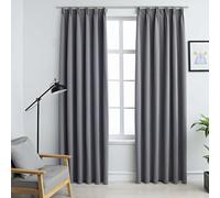 Tende Oscuranti con Ganci 2 pz Grigie 140x175 cm
