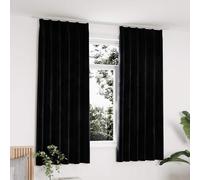 vidaXL Tende Oscuranti con Ganci 2 pz Nere in Velluto 140x175 cm