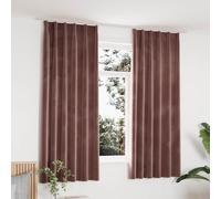 vidaXL Tende Oscuranti con Ganci 2 pz Rosa Antico in Velluto 140x175cm