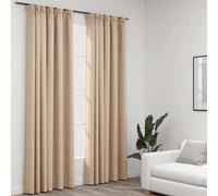 vidaXL Tende Oscuranti con Ganci Effetto Lino 2 pz Beige 140x245 cm