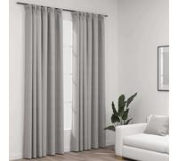 vidaXL Tende Oscuranti con Ganci Effetto Lino 2 pz Grigie 140x225 cm