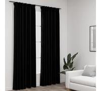 vidaXL Tende Oscuranti con Ganci Effetto Lino 2 pz Nere 140x245 cm