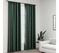 vidaXL Tende Oscuranti con Ganci Effetto Lino 2 pz Verdi 140x225 cm