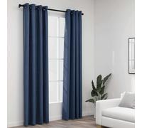 vidaXL Tende Oscuranti Effetto Lino con Occhielli 2 pz Blu 140x225 cm