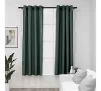 vidaXL Tende Oscuranti Effetto Lino con Occhielli 2 pz Verdi 140x175cm