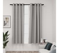 Tende Oscuranti Effetto Lino con Occhielli 2pz 140x175cm Grigio