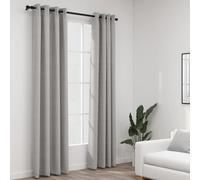 Tende Oscuranti Effetto Lino con Occhielli 2pz 140x225cm Grigio