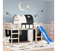 vidaXL Tende per Letto a Soppalco con Tunnel Bianco e Nero Poliestere