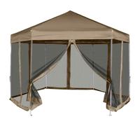 vidaXL Tendone Esagono Pop-Up Pareti Laterali 3,6x3,1m Tortora 220g/m²