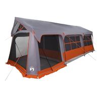 vidaXL Tenda da campeggio - Capacità 10 persone - grigio/arancione - poliestere resistente con pali in metallo - facile da installare e spazioso design rettangolare