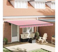 vidaXL Tendone manuale 4,5 x 3,5 m Striscia Rossa e Bianca